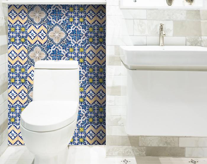 8" X 8" Blue Yellow Julia Peel and Stick Tiles