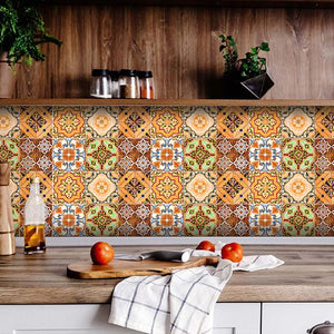 7" X 7" Golden Multi Mosaic Peel and Stick Tiles