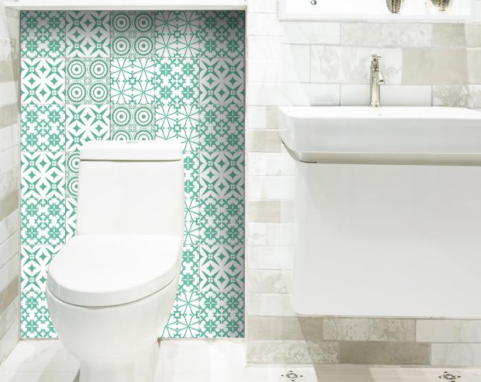 Light Green And White Geo Peel and Stick Removable Tiles - 6" x 6"