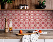 Brick Red And White Scroll Peel and Stick Removable Tiles - 5