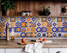 Blue and Gold Celestial Mosaic Peel and Stick Removable Tiles - 7