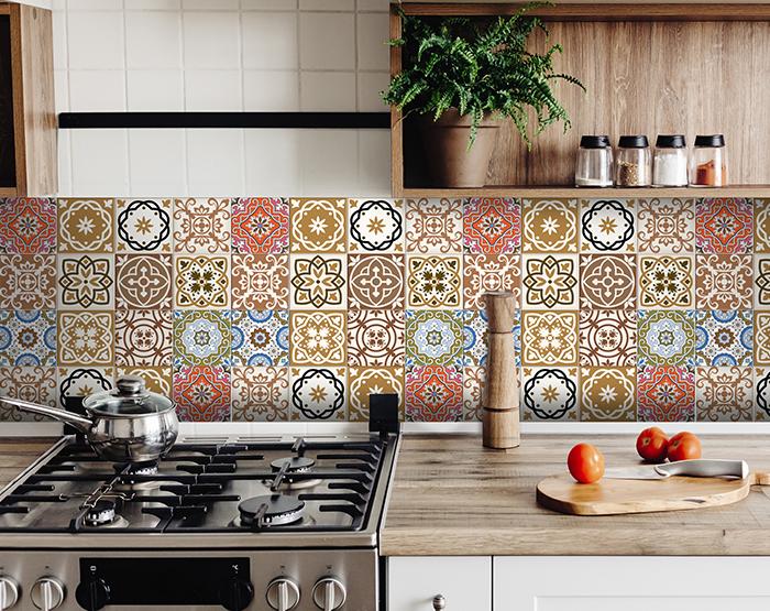 5" x 5" Snickerdoodle Mosaic Pop Peel and Stick Removable Tiles