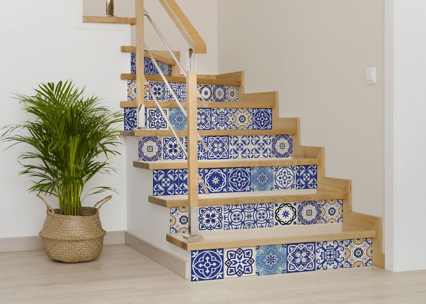 8" x 8" Blue and Aqua Pop Mosaic Peel and Stick Removable Tiles