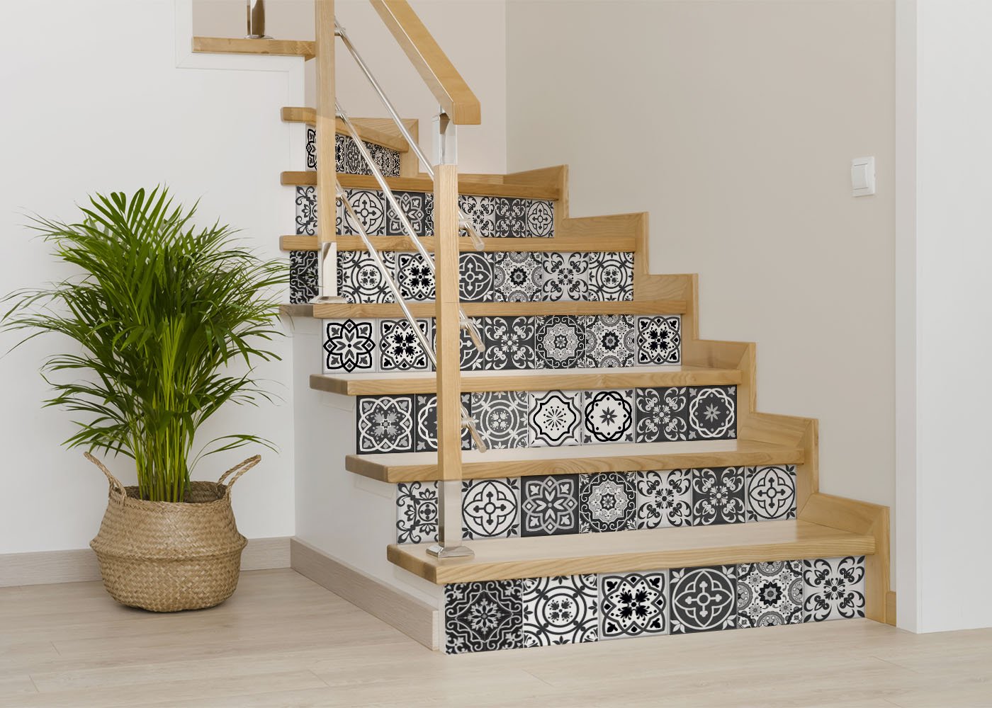 4" x 4" Shades of Grey Mosaic Peel and Stick Removable Tiles