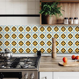 7" x 7" Gold Snowflake Peel and Stick Removable Tiles