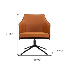Terra Cotta Faux Leather Swivel Accent Chair