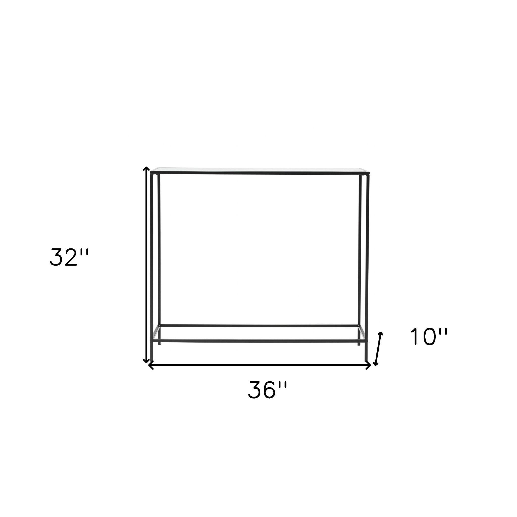 Minimalist Clear Glass and Black Console Table