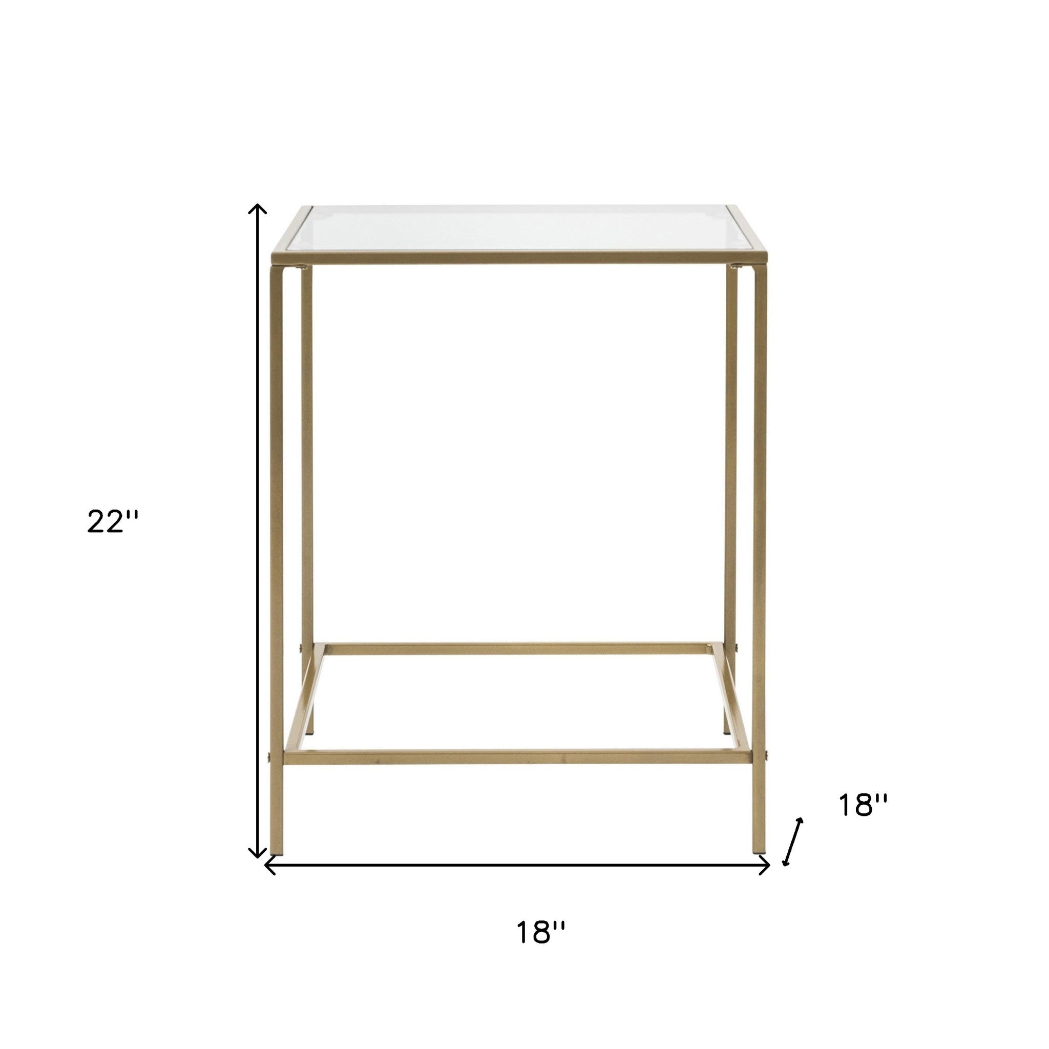 Minimalist Clear Glass and Gold Side Table