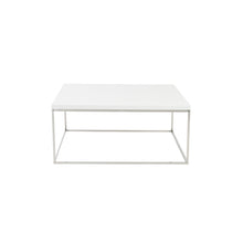 White and Chrome High Gloss Square Coffee Table