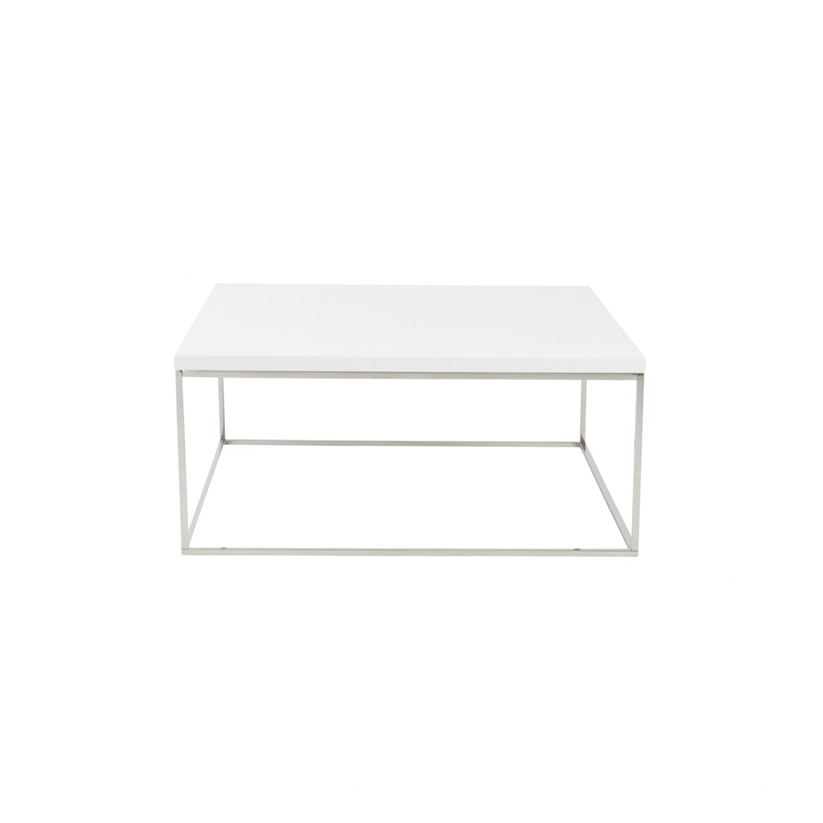 White and Chrome High Gloss Square Coffee Table