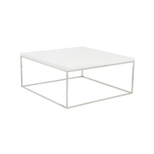 White and Chrome High Gloss Square Coffee Table