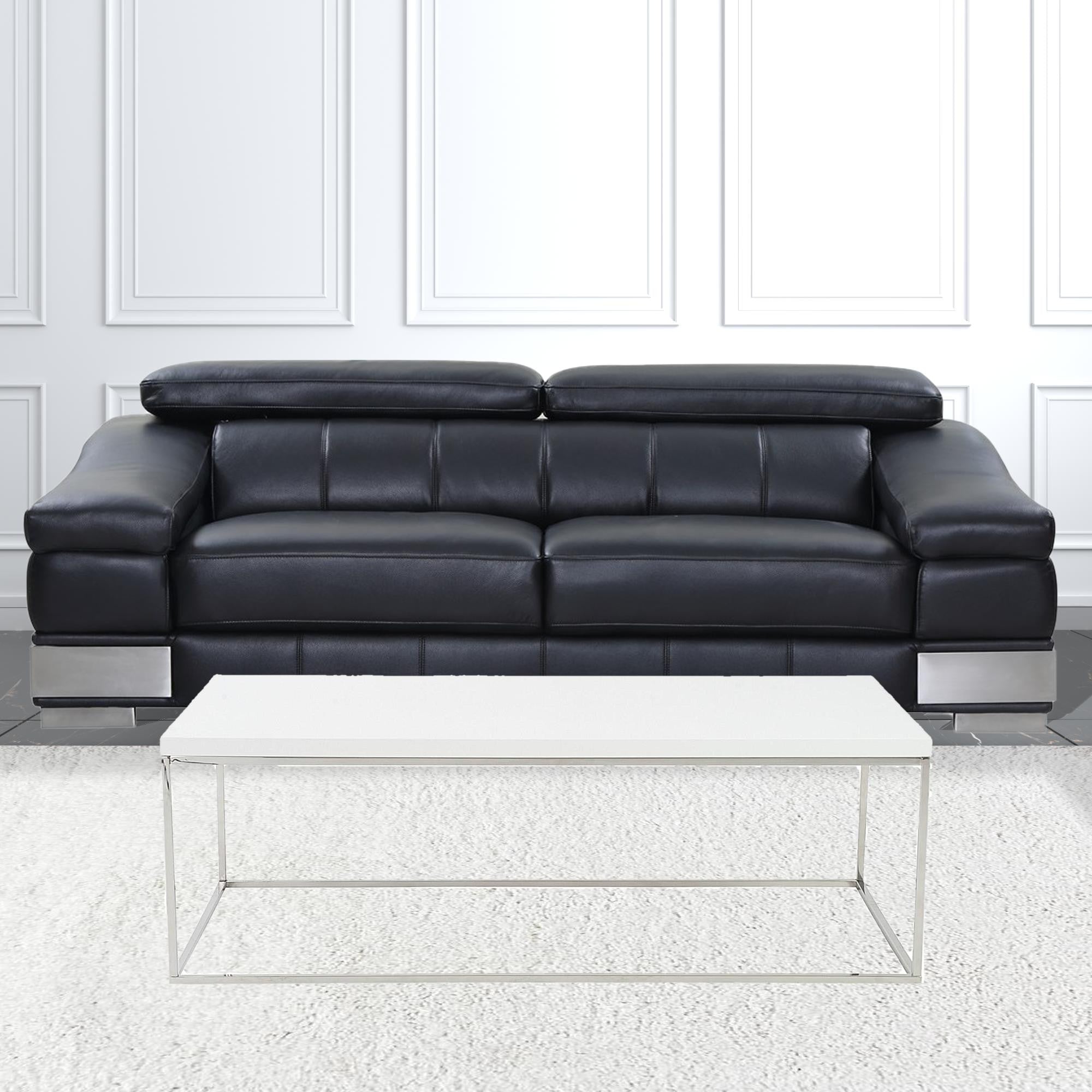 Mesa de Centro Blanco y Cromo Alto Brillo