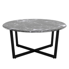 Black on Black Faux Marble Round Coffee Table