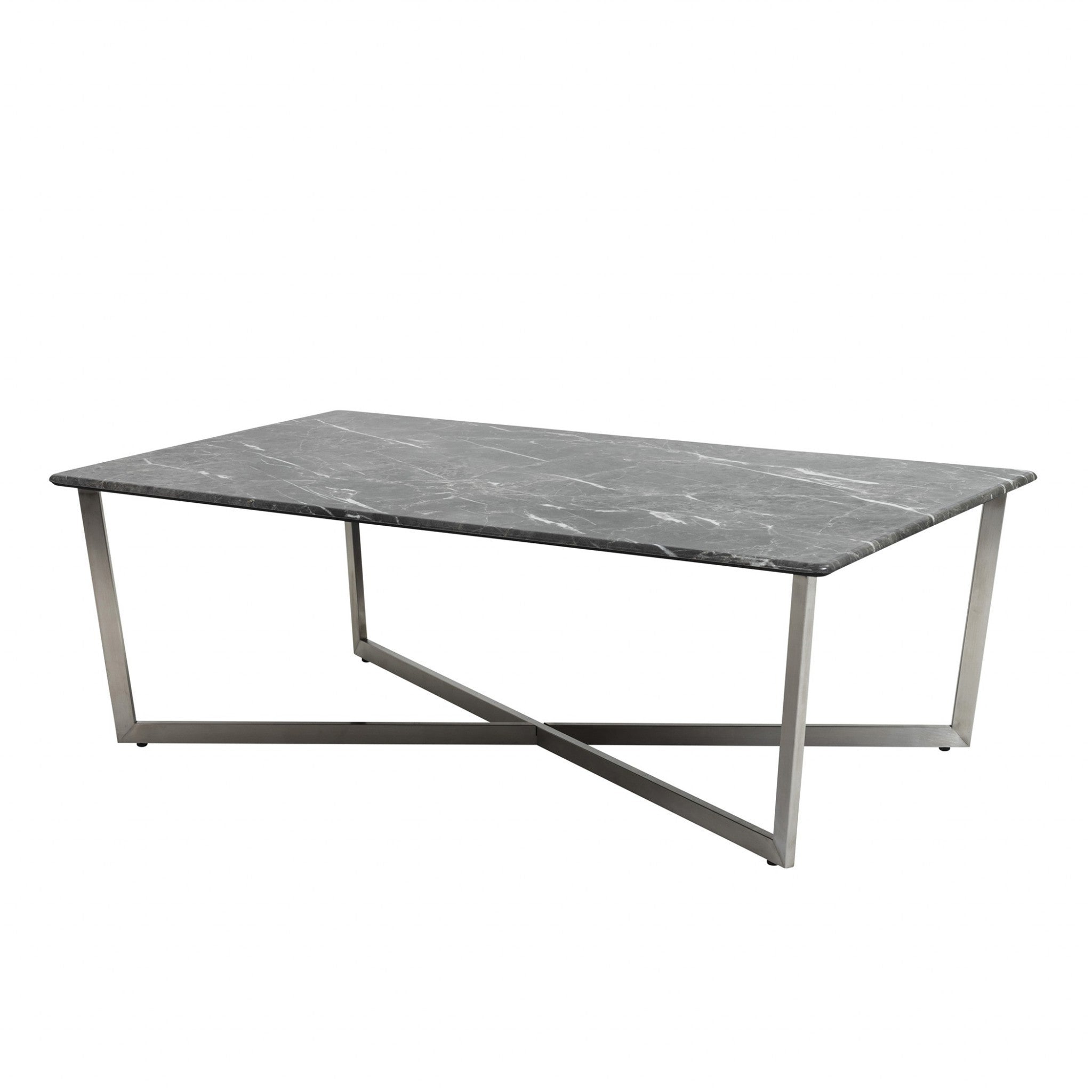 Black on Stainless Faux Marble Coffee Table
