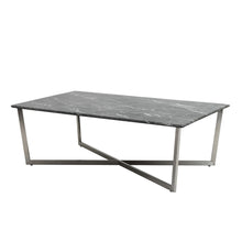 Black on Stainless Faux Marble Coffee Table
