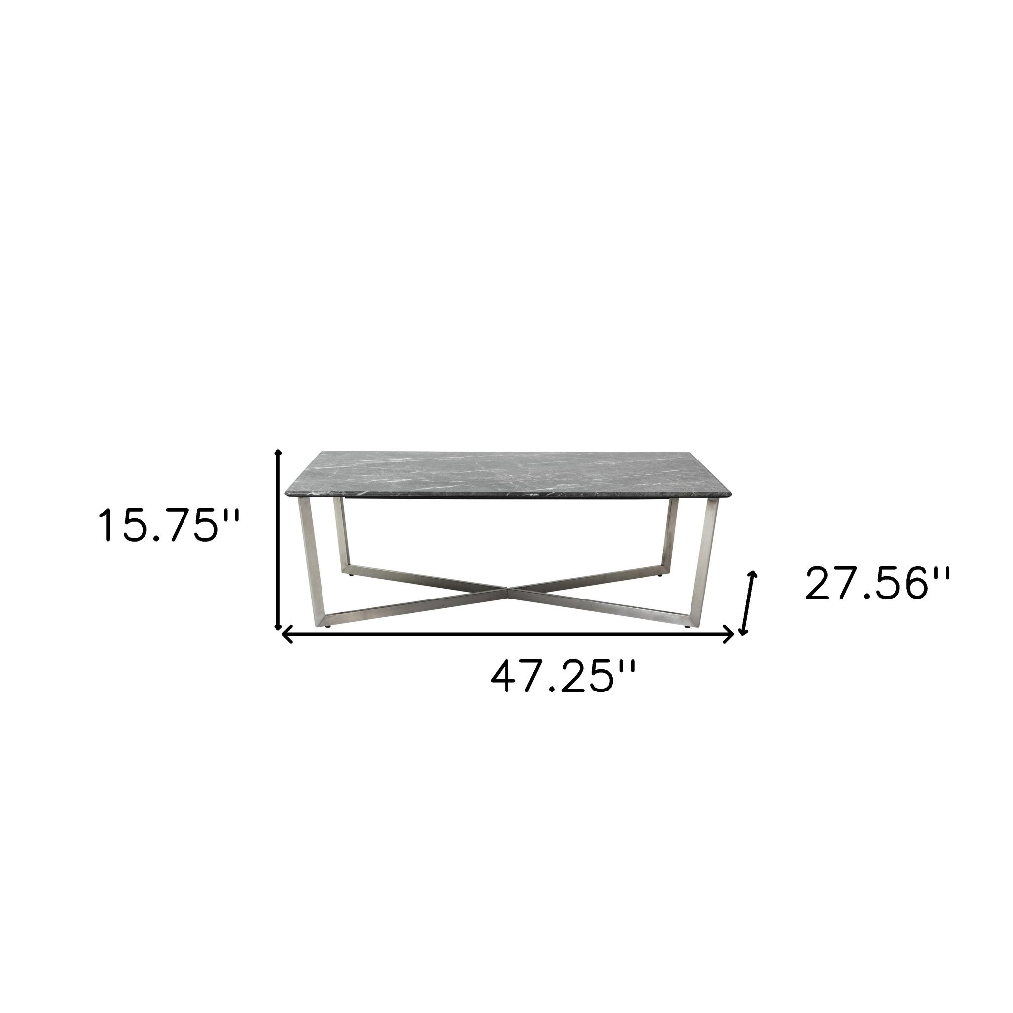 Black on Stainless Faux Marble Coffee Table