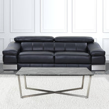 Black on Stainless Faux Marble Coffee Table