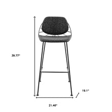 兩件套 40 英寸黑鋼低背吧台高椅子，帶腳凳