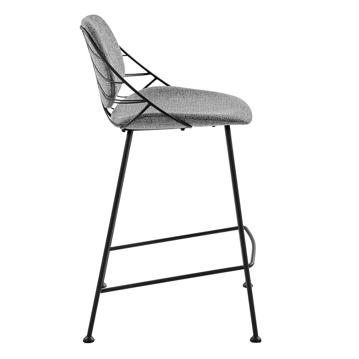 兩件套 36 英寸淺灰色和黑色鋼製低背吧檯椅帶腳踏板