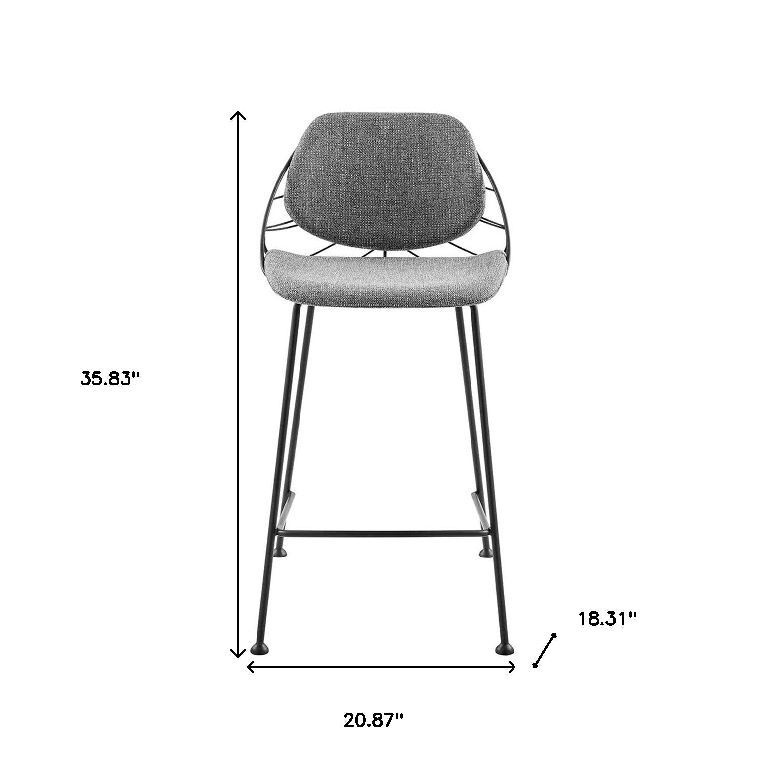 兩件套 36 英寸淺灰色和黑色鋼製低背吧檯椅帶腳踏板