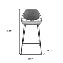 兩件套 36 英寸淺灰色和黑色鋼製低背吧檯椅帶腳踏板