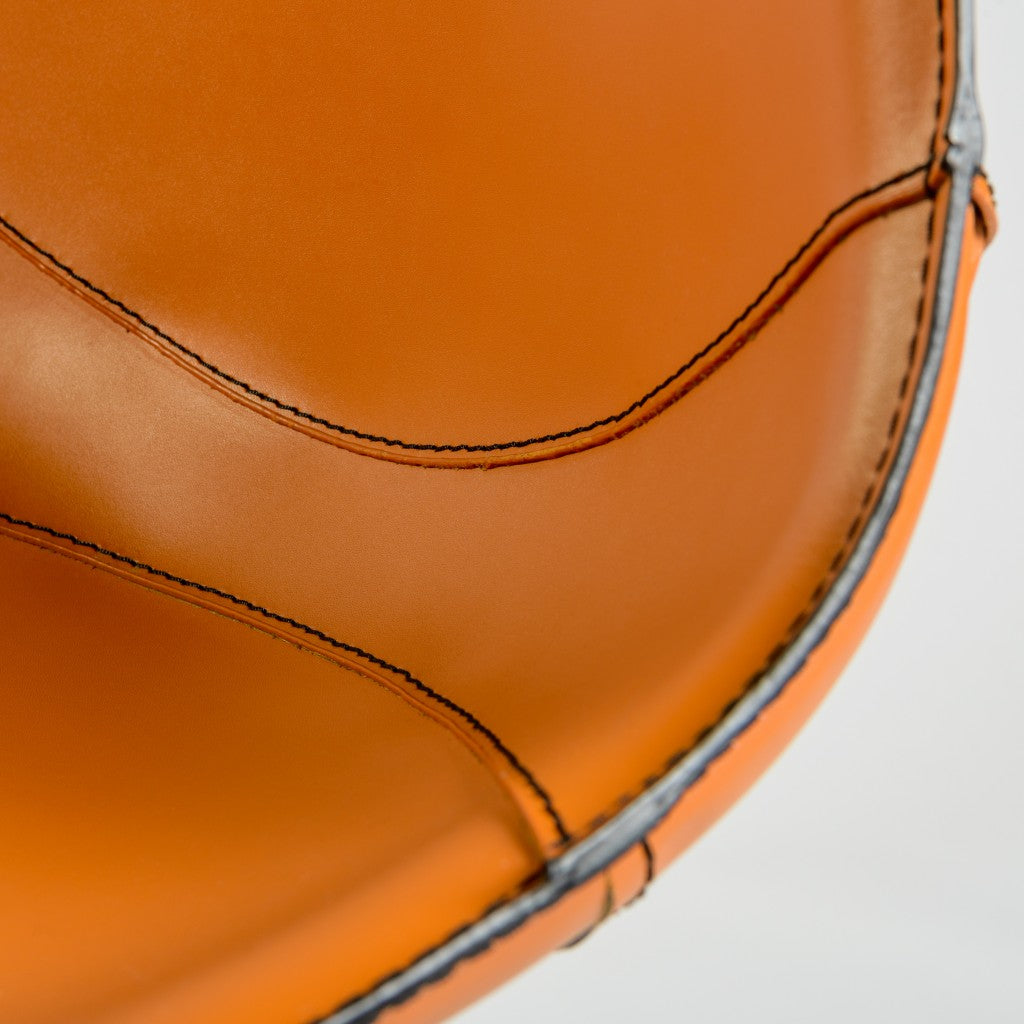 40" Terra Cotta And Silver Steel Swivel Low Back Bar Height Chair With Footrest