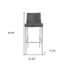 兩件套 41 英寸灰色和銀色鋼製低背吧台高椅子，帶腳踏板