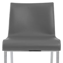 Set of Two Gray Leather and Steel Counter Stools