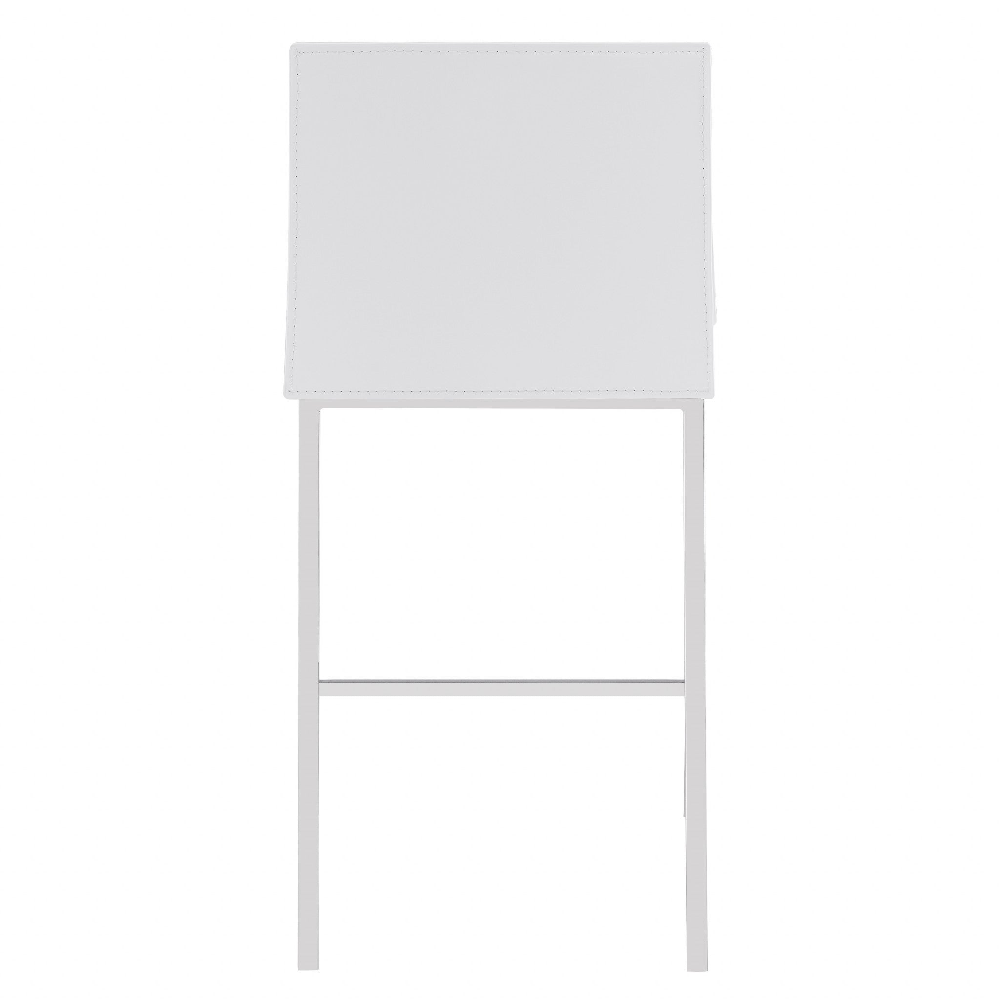 兩件套 34 英寸白色和銀色鋼製低背櫃檯高吧椅帶腳凳