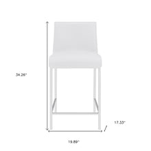 兩件套 34 英寸白色和銀色鋼製低背櫃檯高吧椅帶腳凳