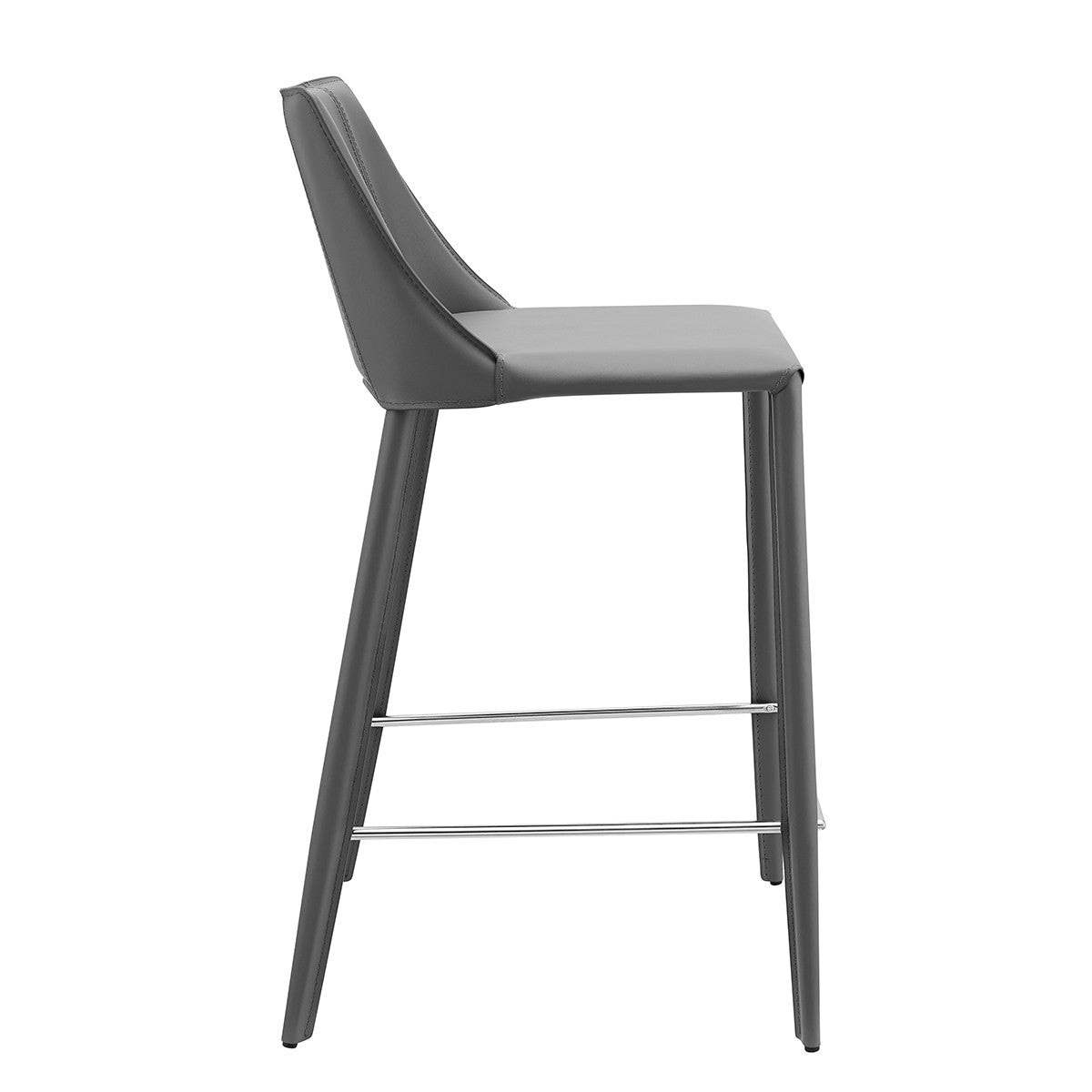 36" Gray Steel Low Back Counter Height Bar Chair With Footrest