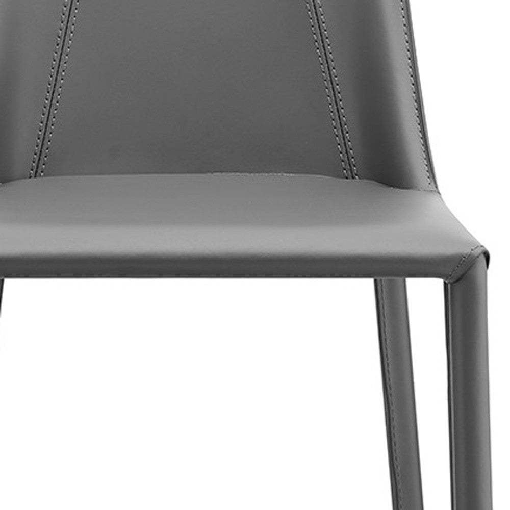 36" Gray Steel Low Back Counter Height Bar Chair With Footrest