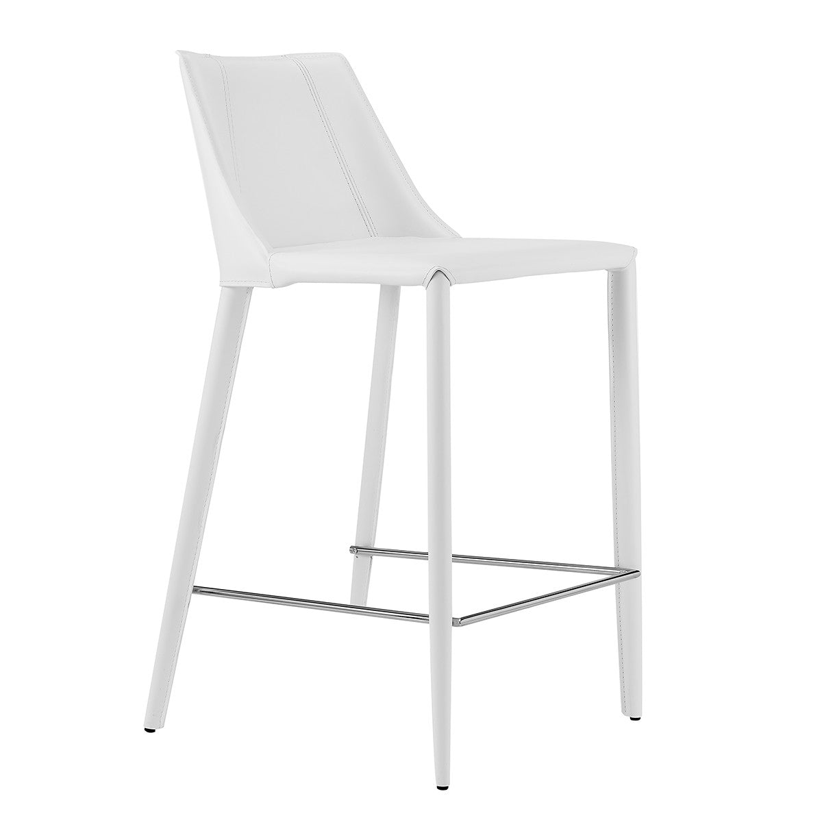 36" White Steel Low Back Counter Height Bar Chair With Footrest