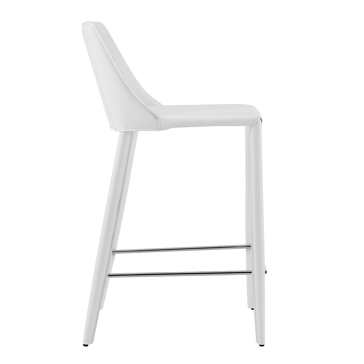36" White Steel Low Back Counter Height Bar Chair With Footrest