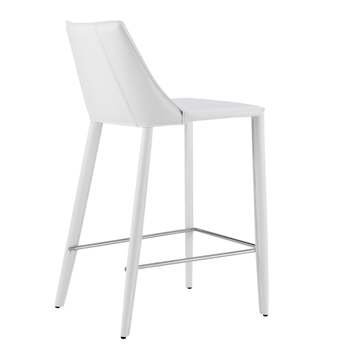 36" White Steel Low Back Counter Height Bar Chair With Footrest