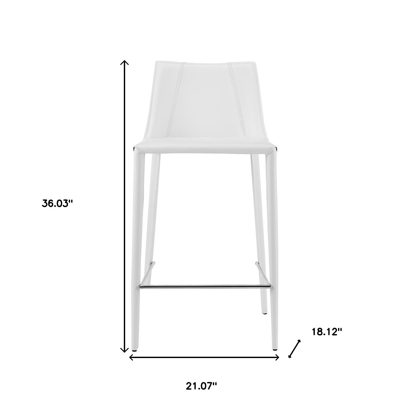 36" White Steel Low Back Counter Height Bar Chair With Footrest