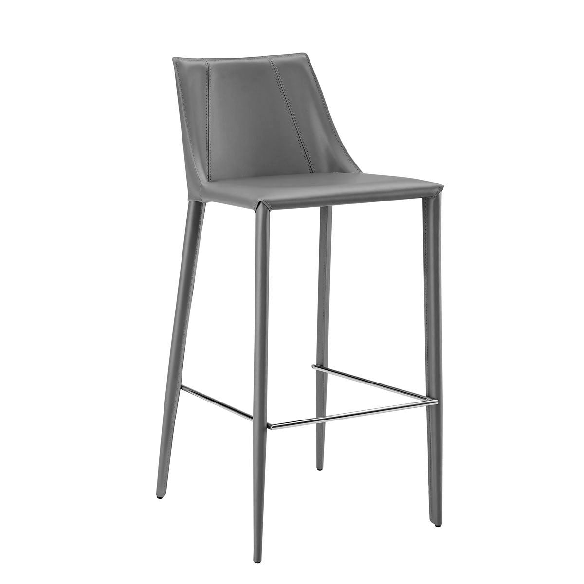 40" Gray Steel Low Back Bar Height Chair With Footrest