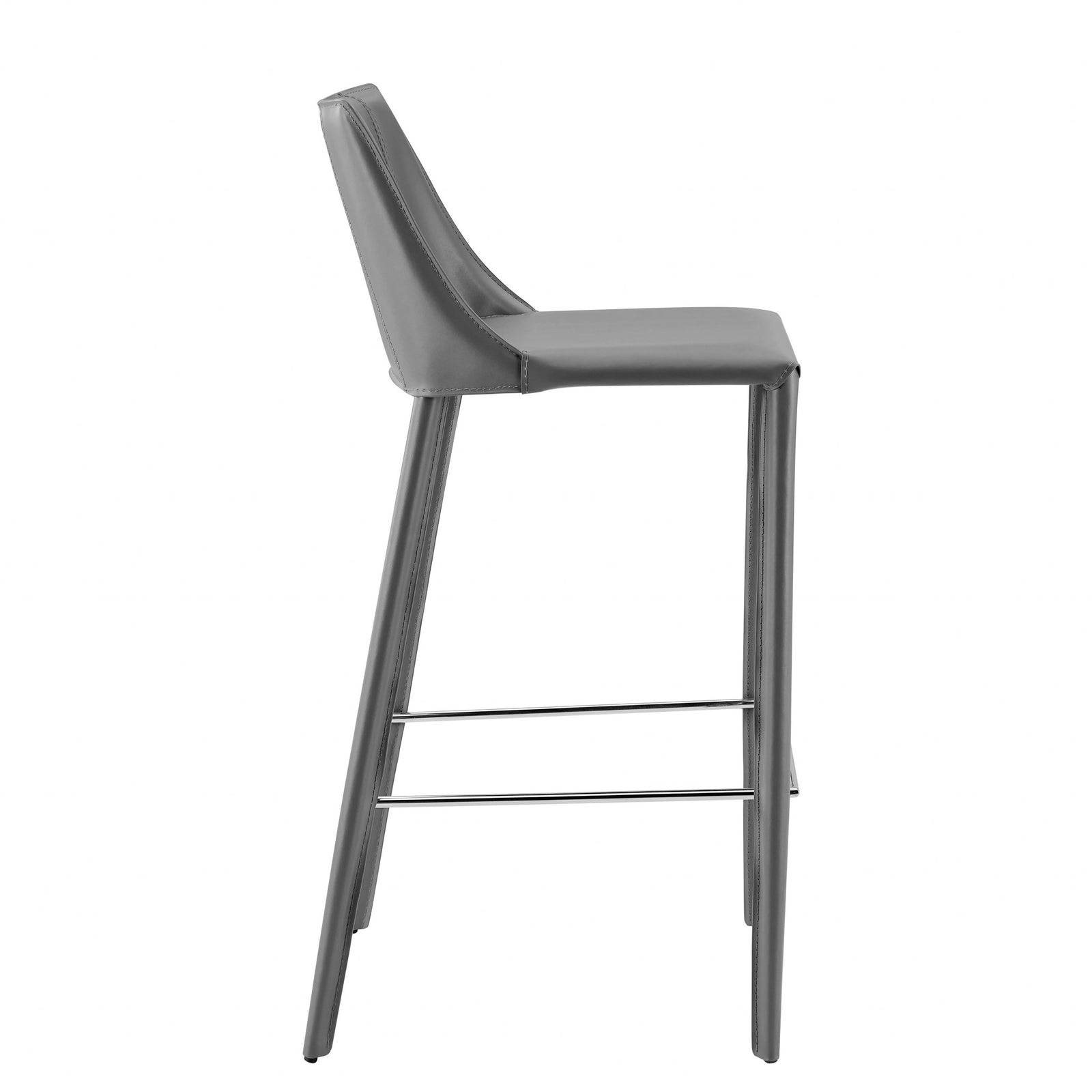 40" Gray Steel Low Back Bar Height Chair With Footrest