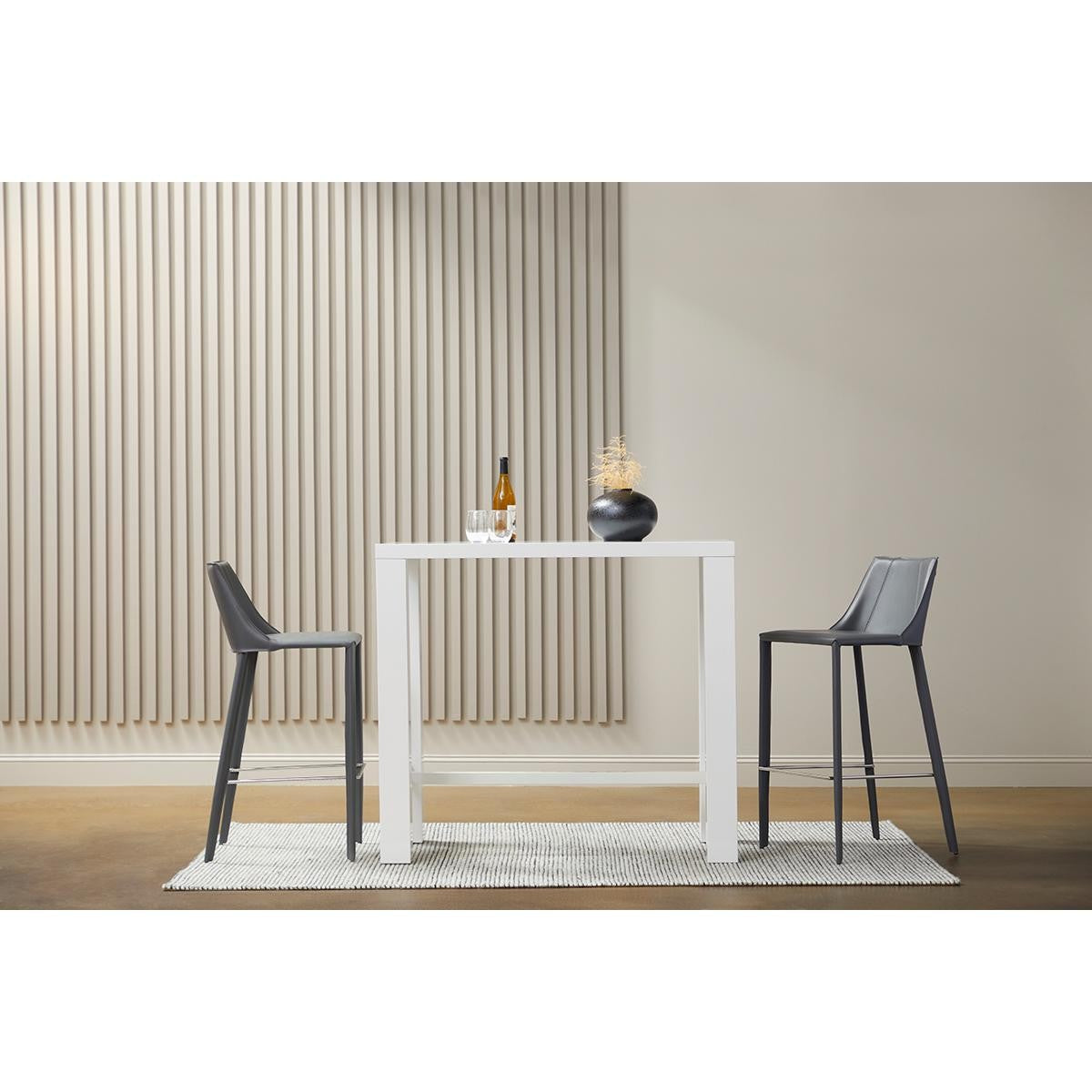 40" Gray Steel Low Back Bar Height Chair With Footrest