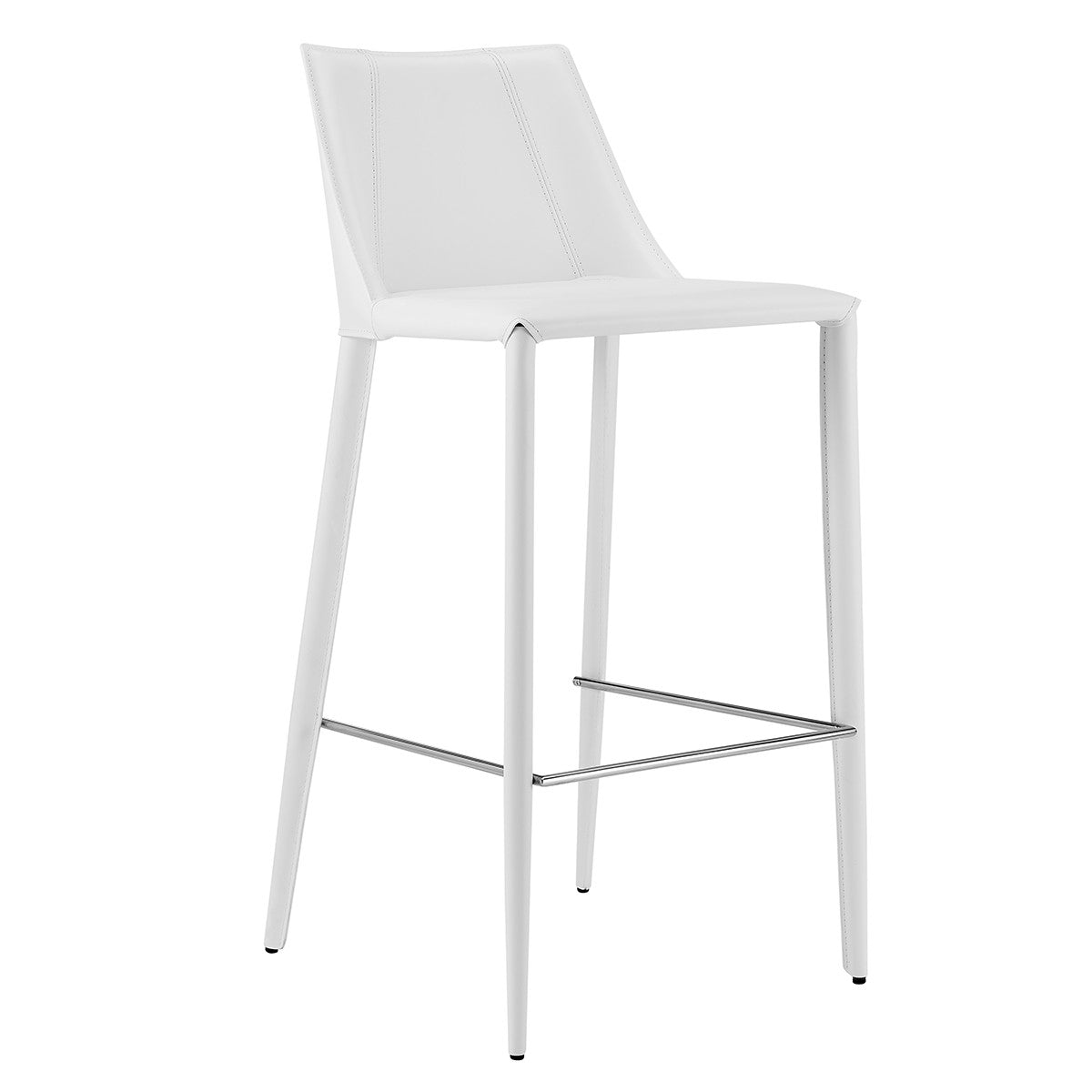 40" White Steel Low Back Bar Height Chair With Footrest