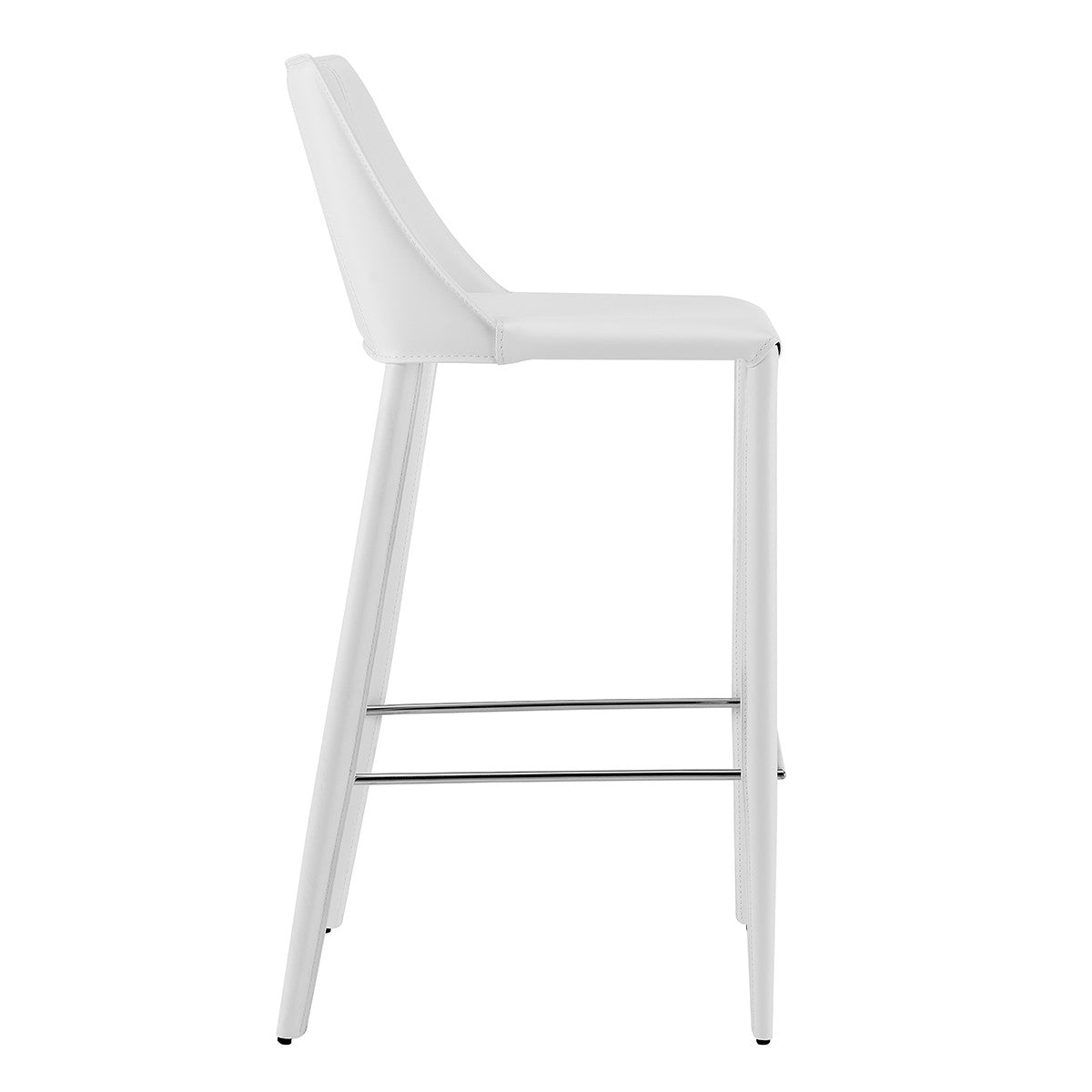 40" White Steel Low Back Bar Height Chair With Footrest