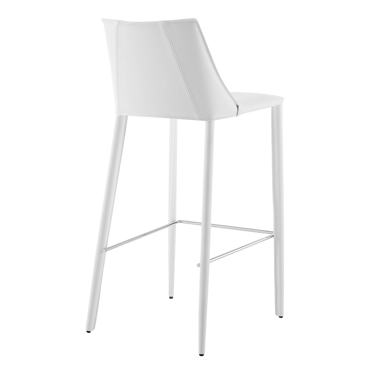 40" White Steel Low Back Bar Height Chair With Footrest