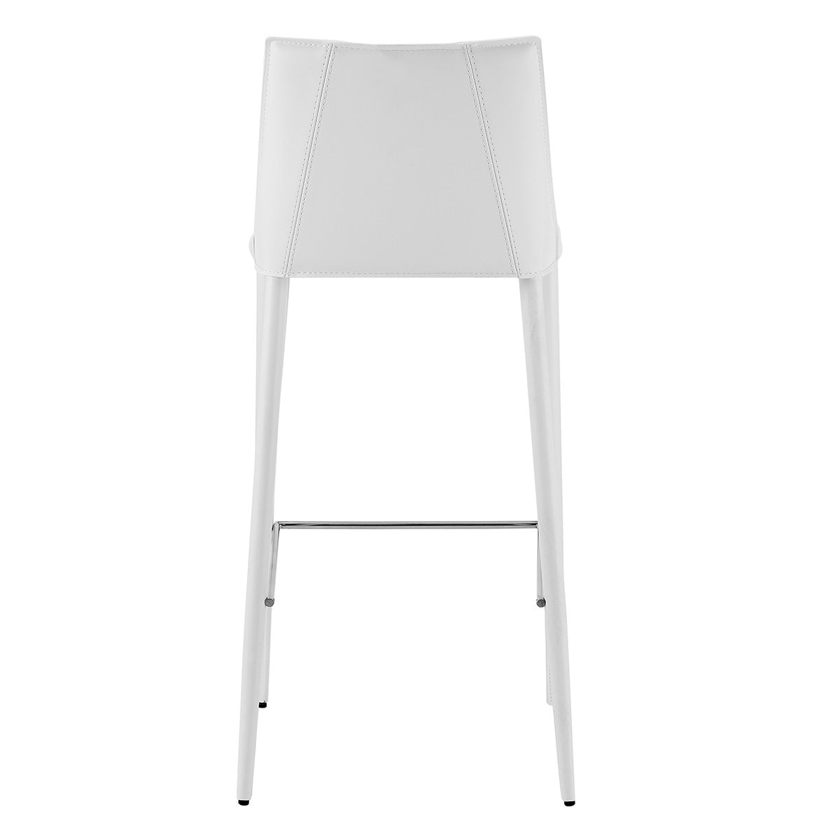 40" White Steel Low Back Bar Height Chair With Footrest