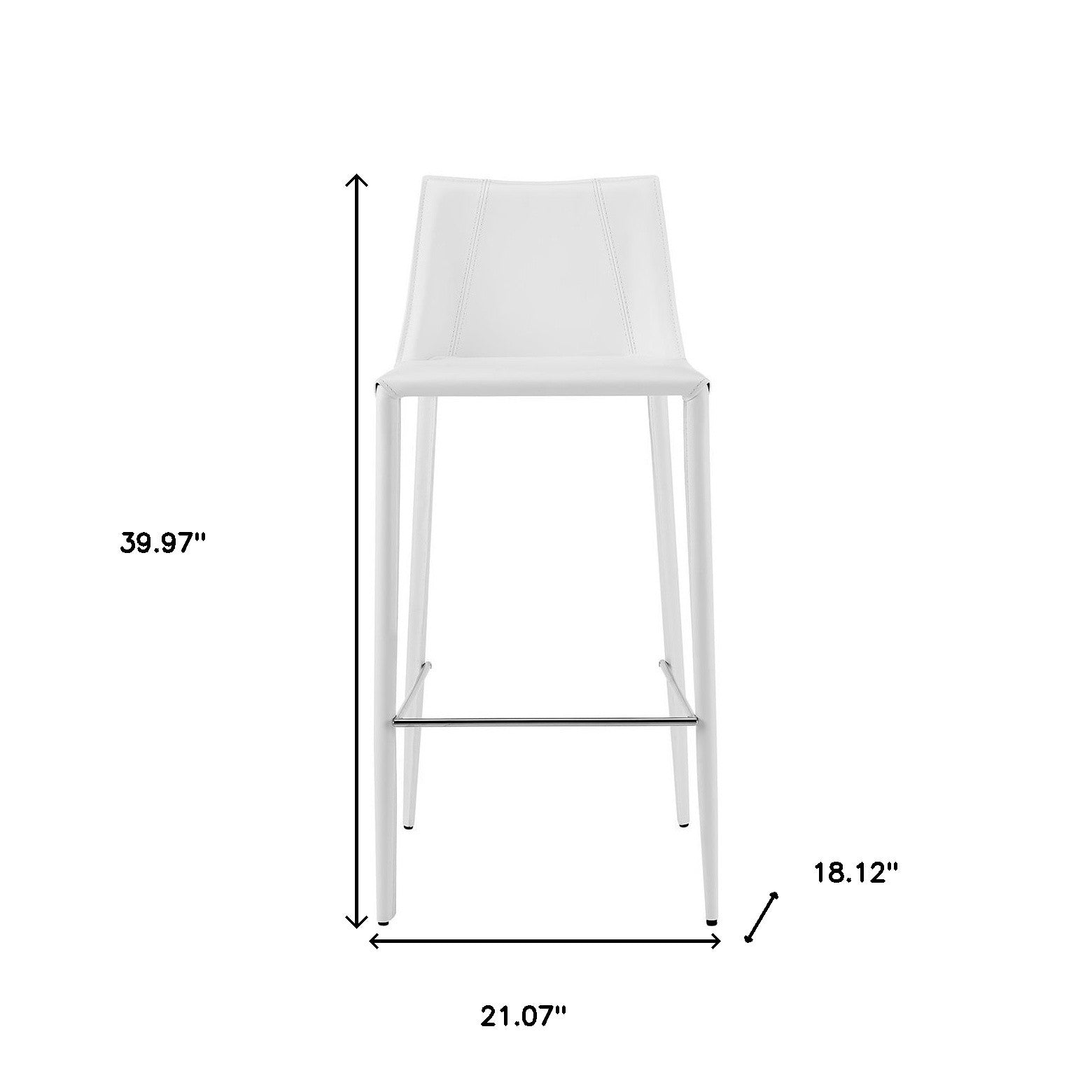 40" White Steel Low Back Bar Height Chair With Footrest