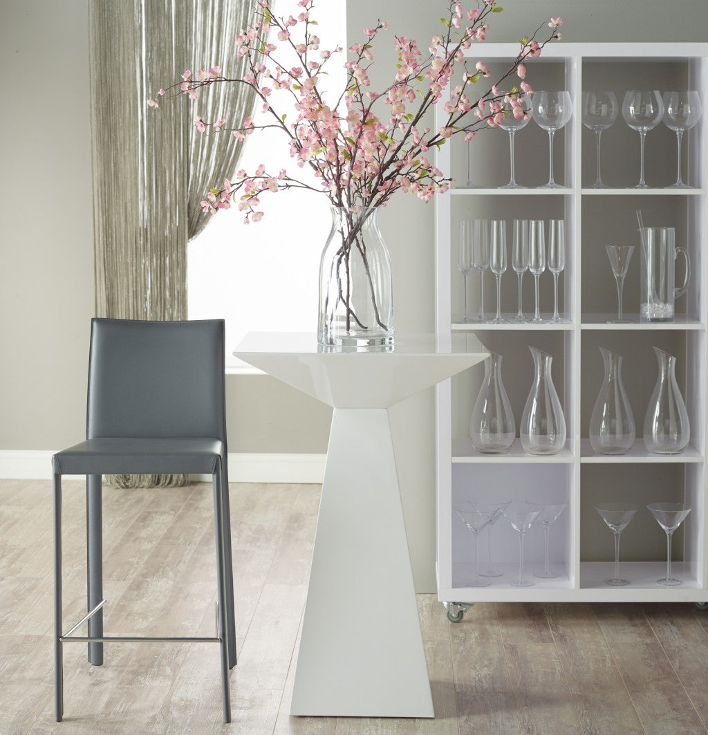 兩件套 41 英寸灰色鋼製低靠背吧台高椅子，帶腳踏板