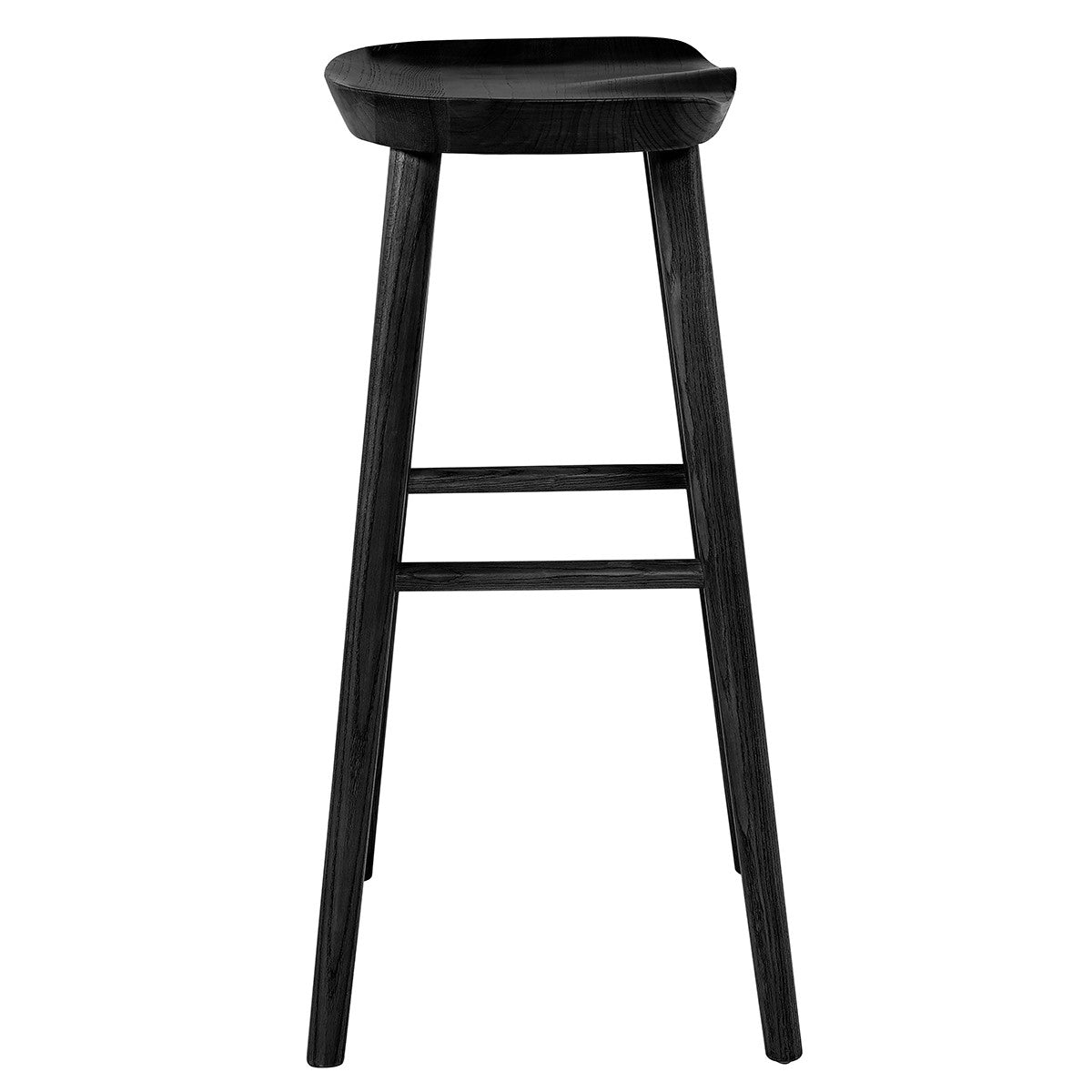 30" Black Solid Wood Bar Stool