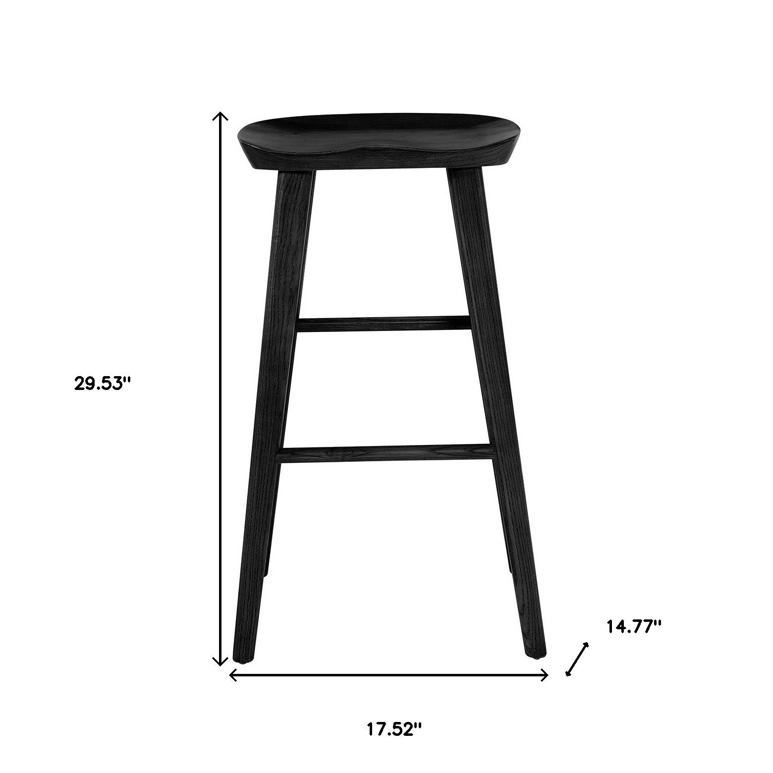30" Black Solid Wood Bar Stool
