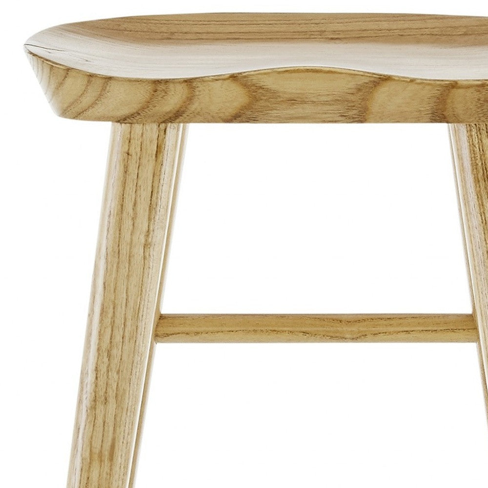 26" Light Natural Brown Solid Wood Counter Stool