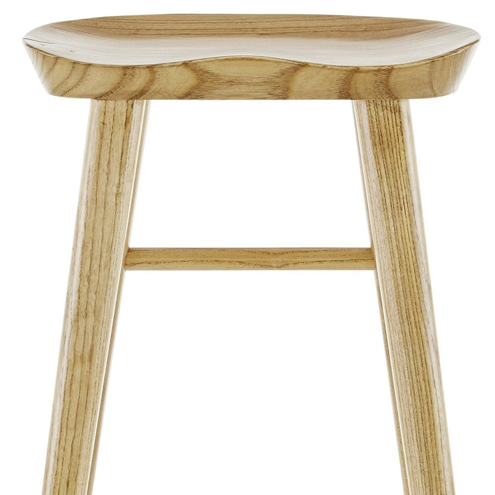 26" Light Natural Brown Solid Wood Counter Stool
