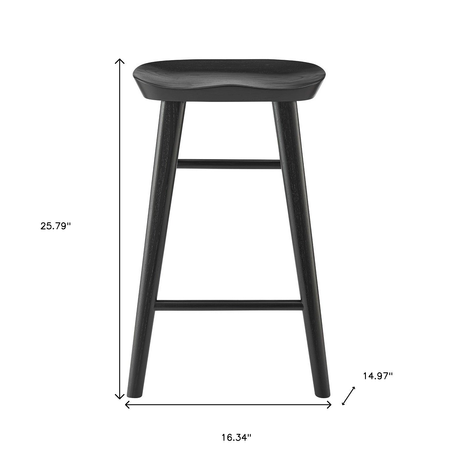 26" Black Solid Wood Counter Stool